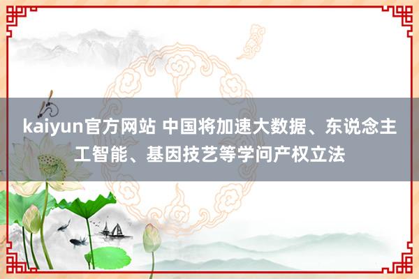 kaiyun官方网站 中国将加速大数据、东说念主工智能、基因技艺等学问产权立法