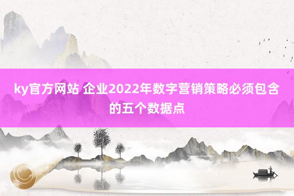 ky官方网站 企业2022年数字营销策略必须包含的五个数据点