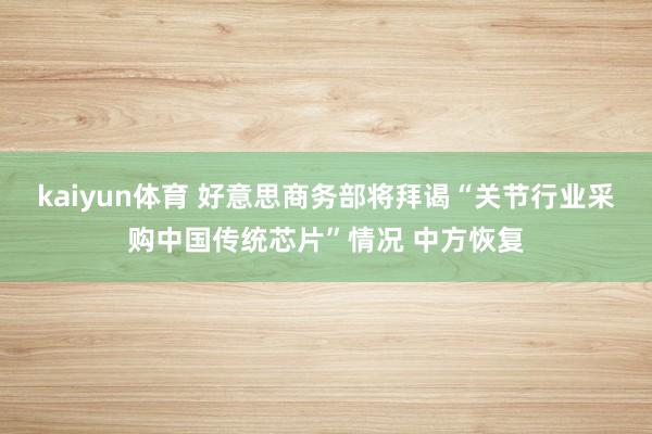 kaiyun体育 好意思商务部将拜谒“关节行业采购中国传统芯片”情况 中方恢复