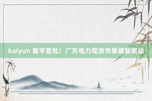 kaiyun 寰宇首批！广东电力现货市集细致驱动