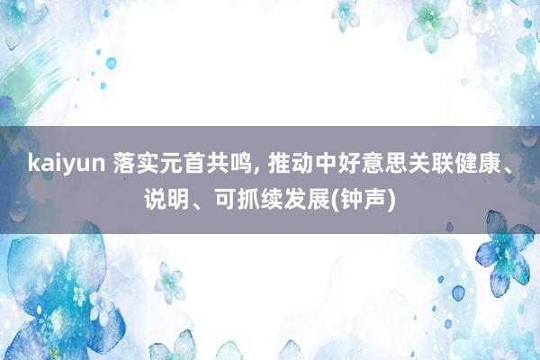 kaiyun 落实元首共鸣, 推动中好意思关联健康、说明、可抓续发展(钟声)