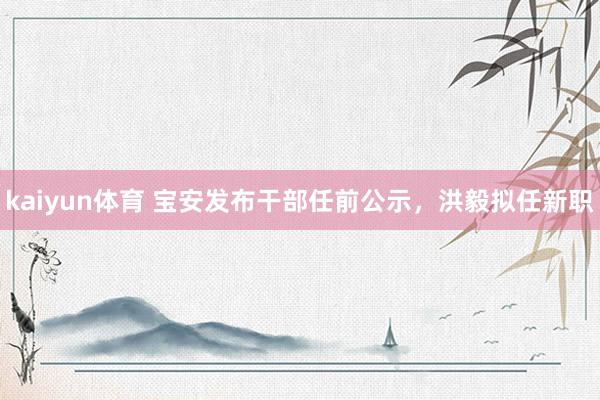 kaiyun体育 宝安发布干部任前公示，洪毅拟任新职