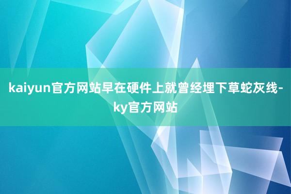 kaiyun官方网站早在硬件上就曾经埋下草蛇灰线-ky官方网站