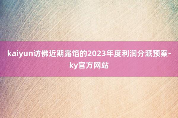 kaiyun访佛近期露馅的2023年度利润分派预案-ky官方网站