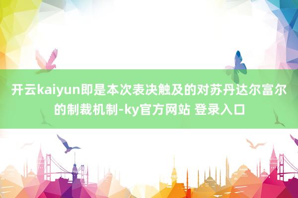 开云kaiyun即是本次表决触及的对苏丹达尔富尔的制裁机制-ky官方网站 登录入口